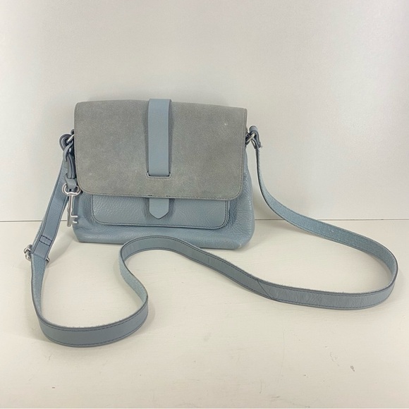 Fossil Handbags - Vintage *FOSSIL* Kinley Crossbody | Light Blue Leather | Adjustable Strap | GUC